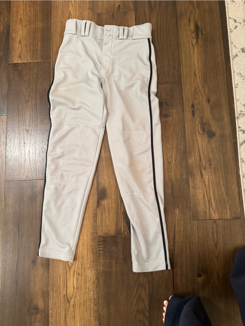 Men's Performance Baseball Pants in Light Gray with Black Piping